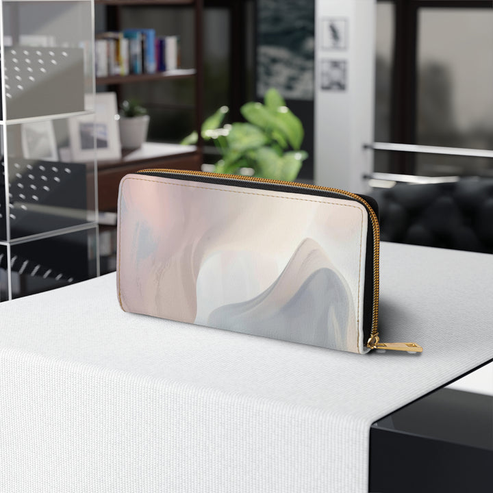 Sleek Personalized Zipper Wallet – Abstract Pastel Modern Faux Leather