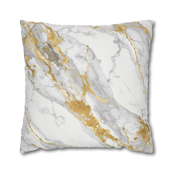 Marble Luxe Poly Canvas Pillowcase – Gold & Grey Modern Glam Decor Cover