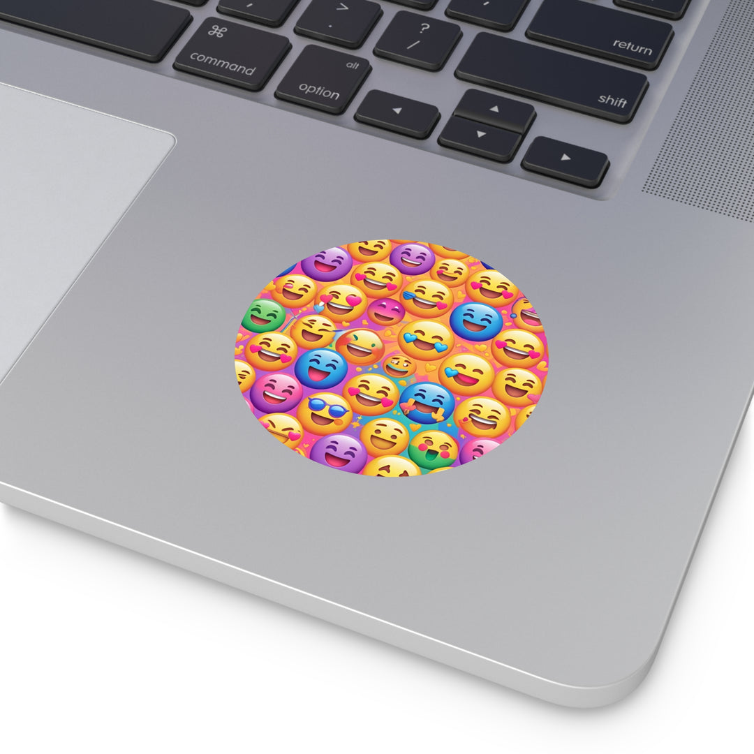 Custom Round Vinyl Stickers – Vibrant Emoji Smiley Faces, Waterproof Fun