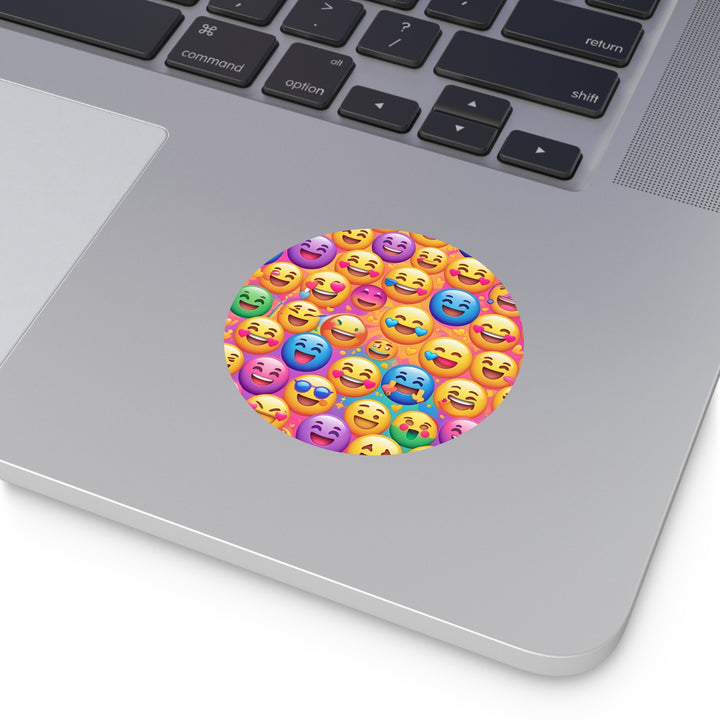Custom Round Vinyl Stickers – Vibrant Emoji Smiley Faces, Waterproof Fun