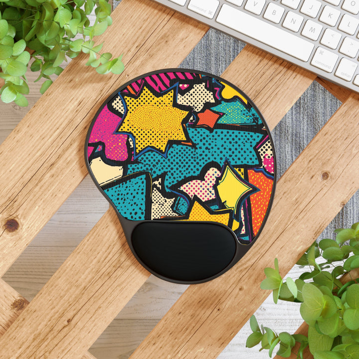 Ergonomic Memory Foam Mouse Pad with Wrist Rest – Pop Art Comic Desk Pad