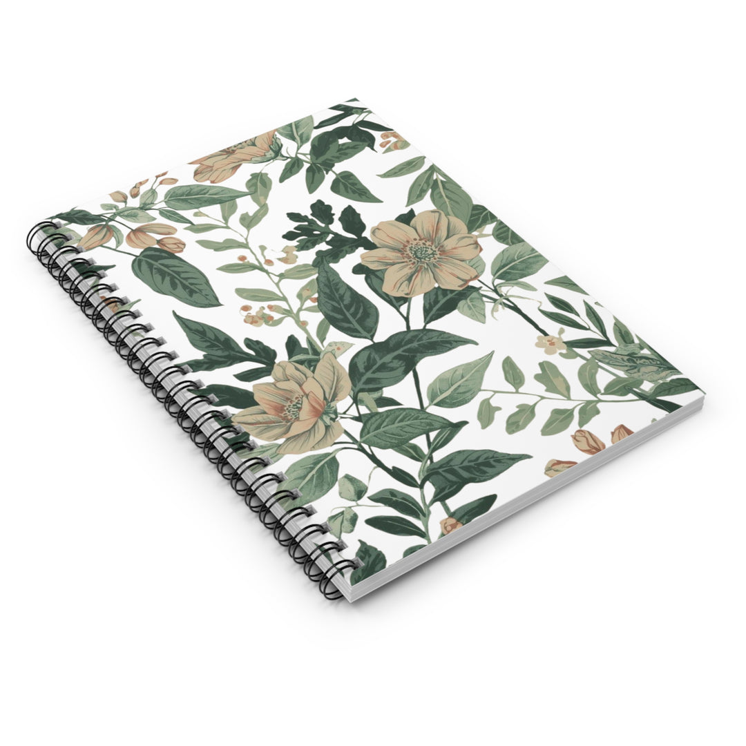 Vintage Floral Spiral Notebook - Ruled Line, Chic Botanical, 6x8, Premium