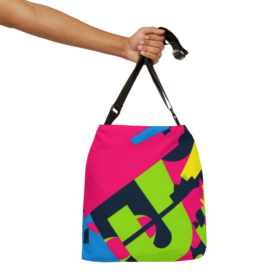 Adjustable Tote Bag – Bold Neon Geometric Print, Spacious & Eco-Friendly