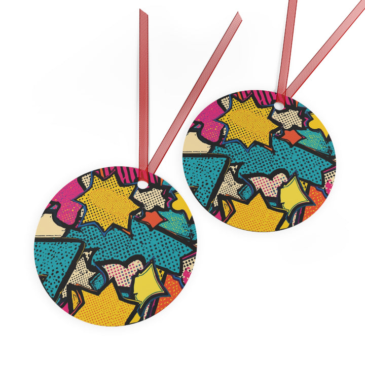 Pop Art Comic Metal Ornament – Custom, Glossy, Chic Holiday Decor Gift