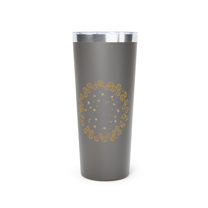 22oz Copper Insulated Tumbler – Coffee Bean Art, Hot/Cold, Eco-Chic