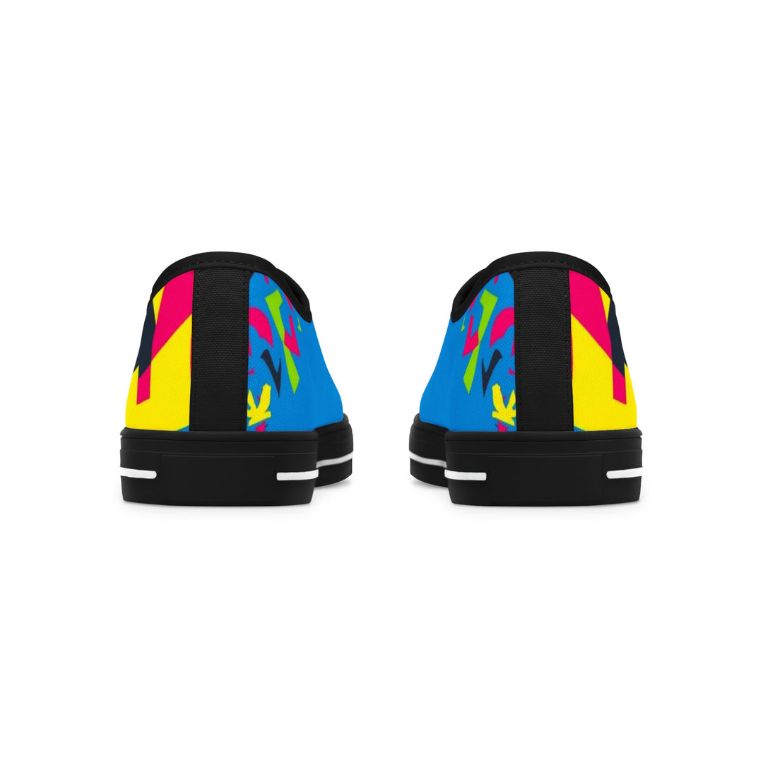 Women's Low Top Sneakers – Neon Geometric Abstract, Custom, Memory Foam Comfort