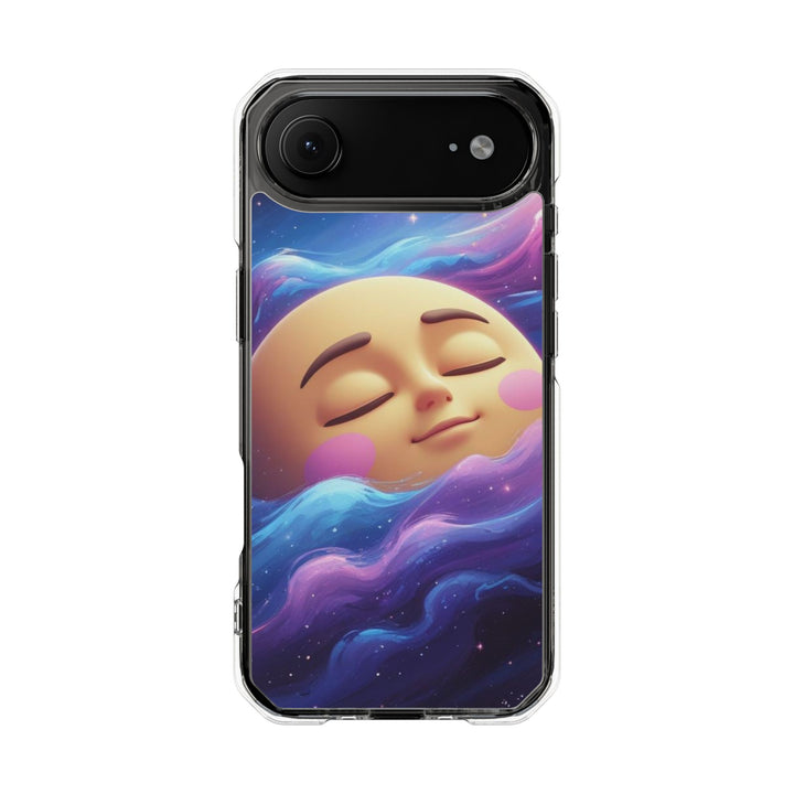 MagSafe Magnetic Clear Impact Case – Dreamy Galaxy Moon Design for iPhone