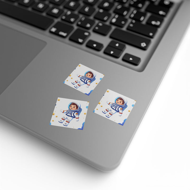 Playful Space Astronaut Square Sticker Label Rolls – Custom, Durable & Fun
