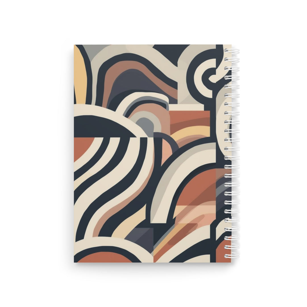 Custom Spiral Notebook – Modern Abstract Earth Tone Curves, 128 Pages