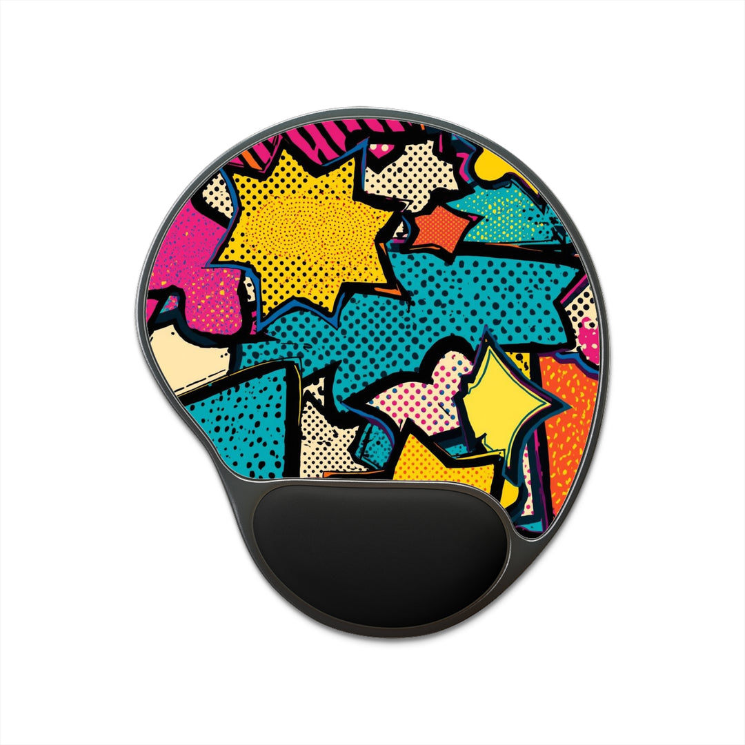 Ergonomic Memory Foam Mouse Pad with Wrist Rest – Pop Art Comic Desk Pad