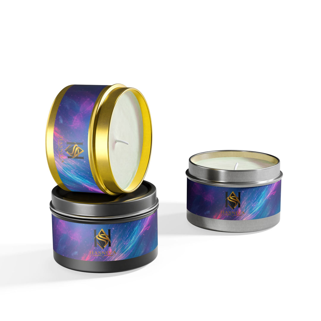 Cosmic Neon Hand-Poured Tin Candle – Custom Scents, Artisan & Travel-Friendly