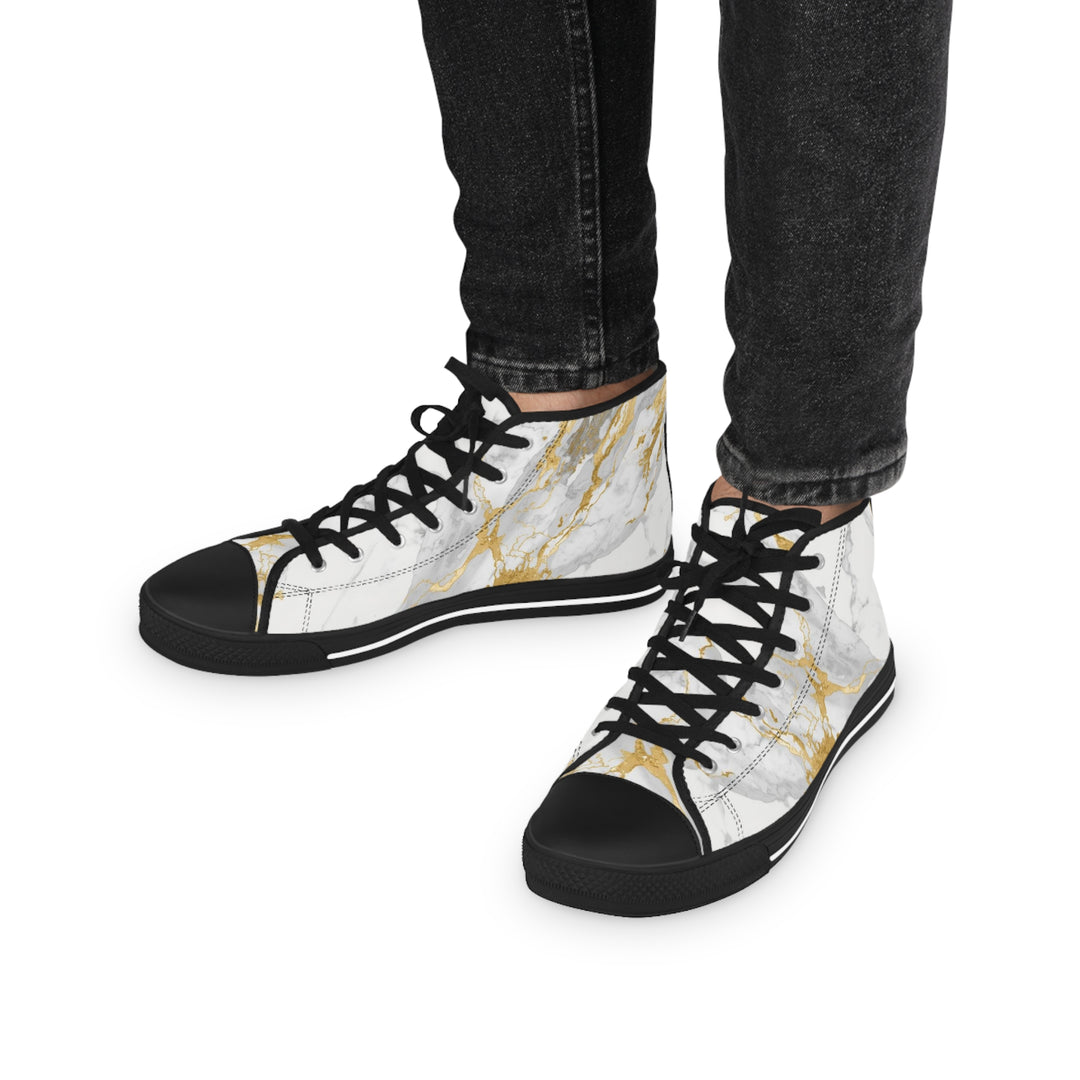 Men’s Marble Gold High Top Sneakers – Trendy, Luxe & All-Day Comfort