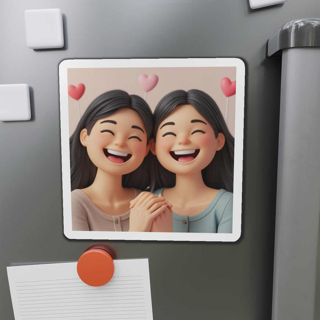 Custom Die-Cut Magnet – 3D Cartoon Besties, Cute Friendship Decor Gift