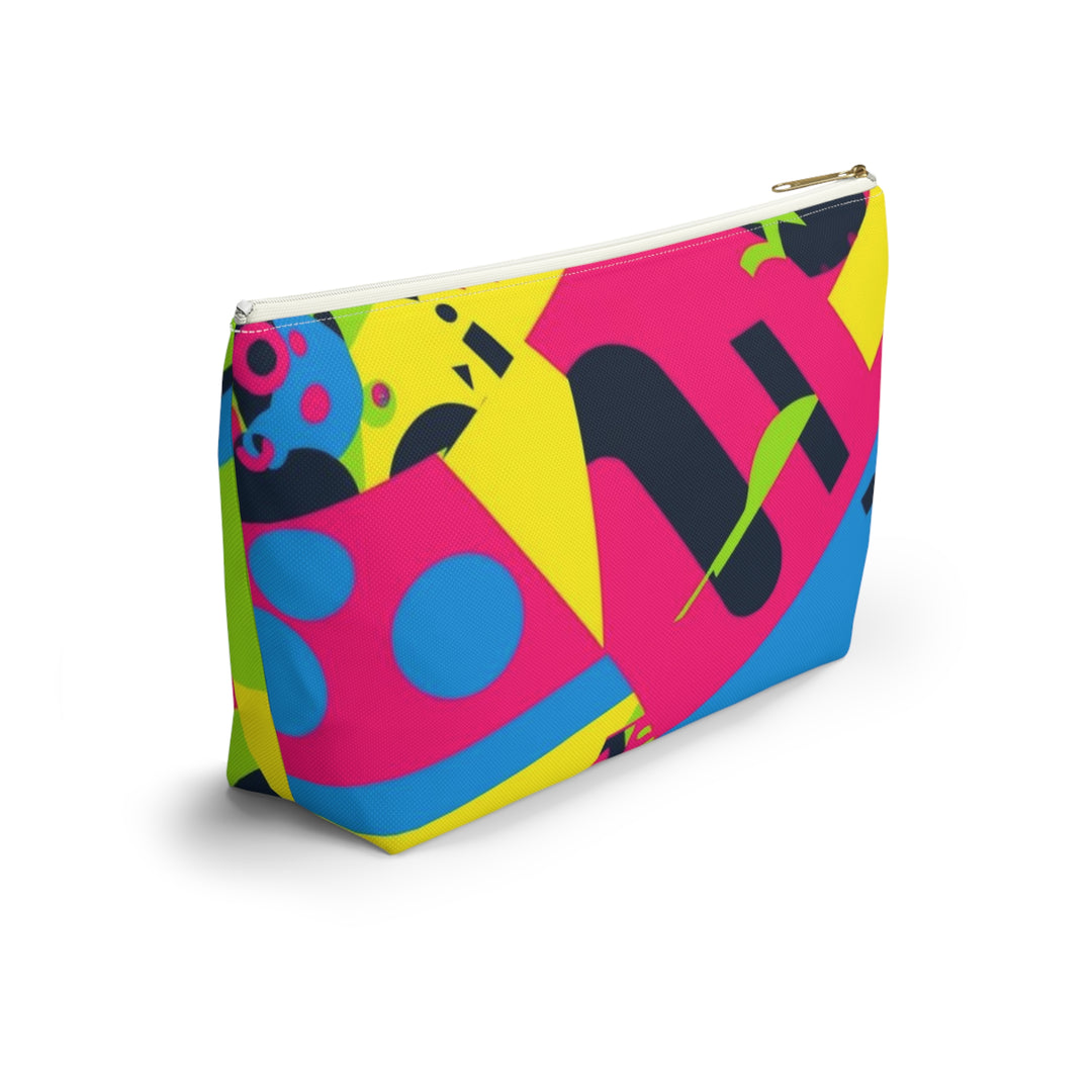 Chic Neon Geometric T-Bottom Accessory Pouch – Bold Modern Organizer