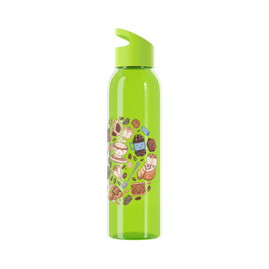 Sky Water Bottle – Cute Coffee & Dessert Cartoon, 21.9oz, BPA-Free, Trendy