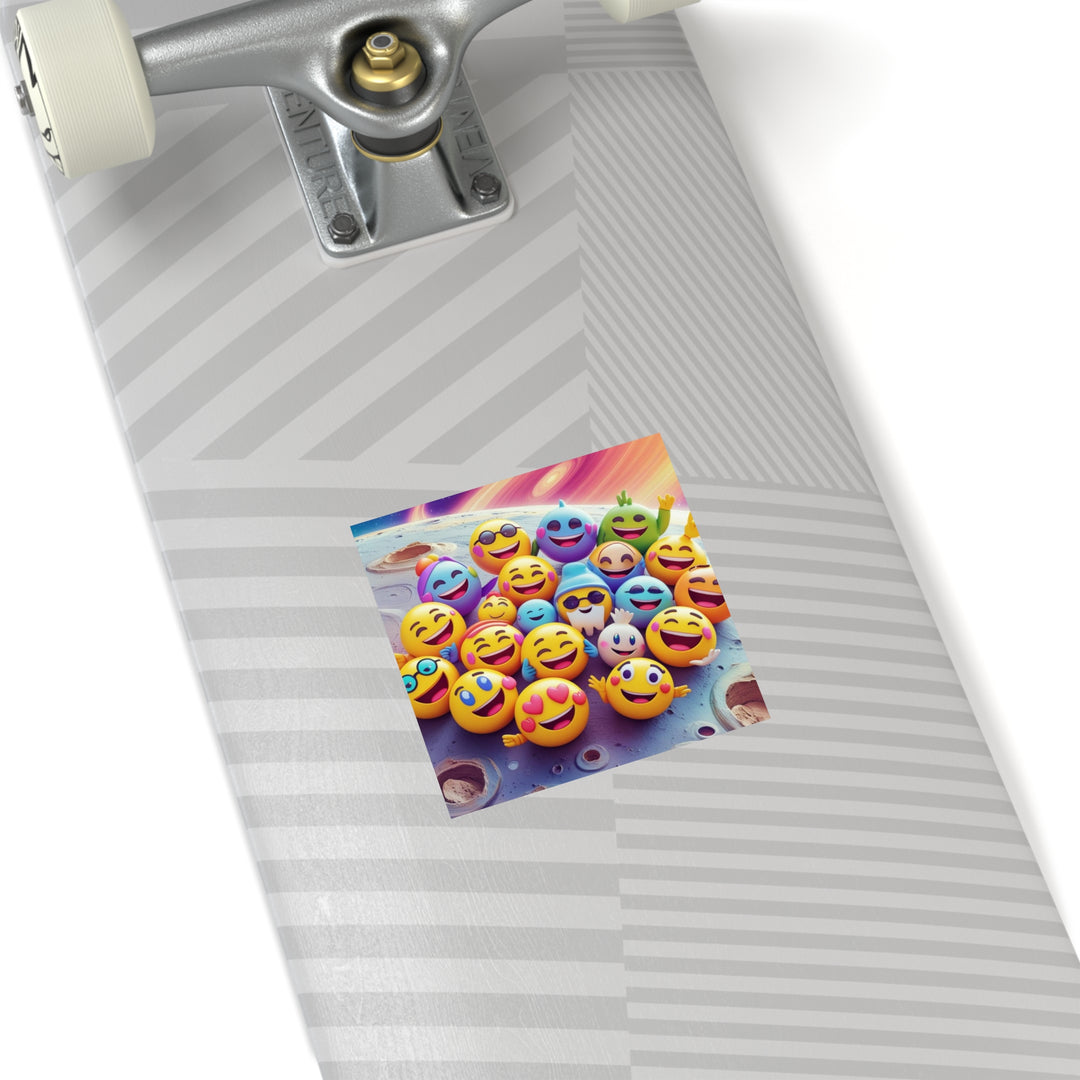 Cosmic Emoji Square Sticker – Weatherproof, Customizable, Fun Outdoor Decal