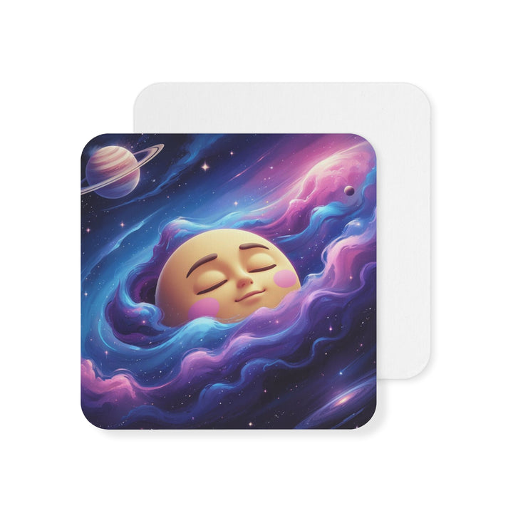 Galaxy Moon Face Square Coasters (50/100 pcs) – Cute Space Party Decor