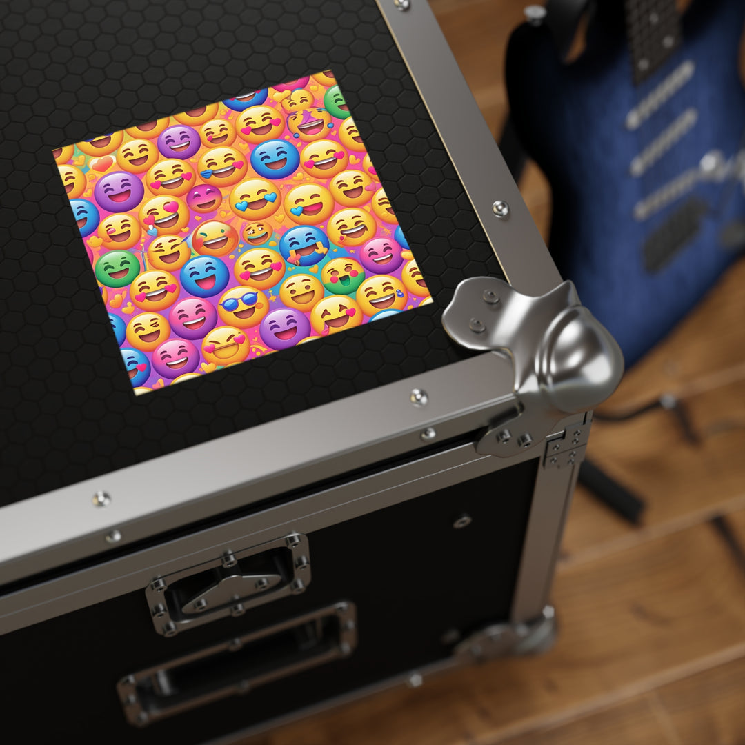 Vibrant Emoji Pattern Laminate Square Stickers – Durable, Fun & Trendy!