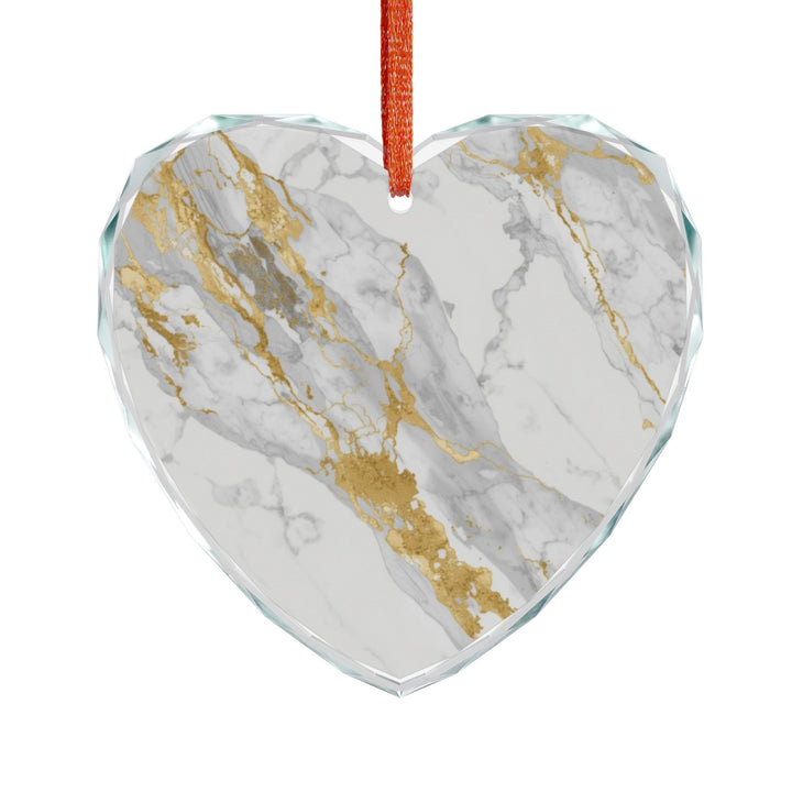 Crystal Glass Ornament – Marble & Gold Designer Decor, Chic Gift Keepsake
