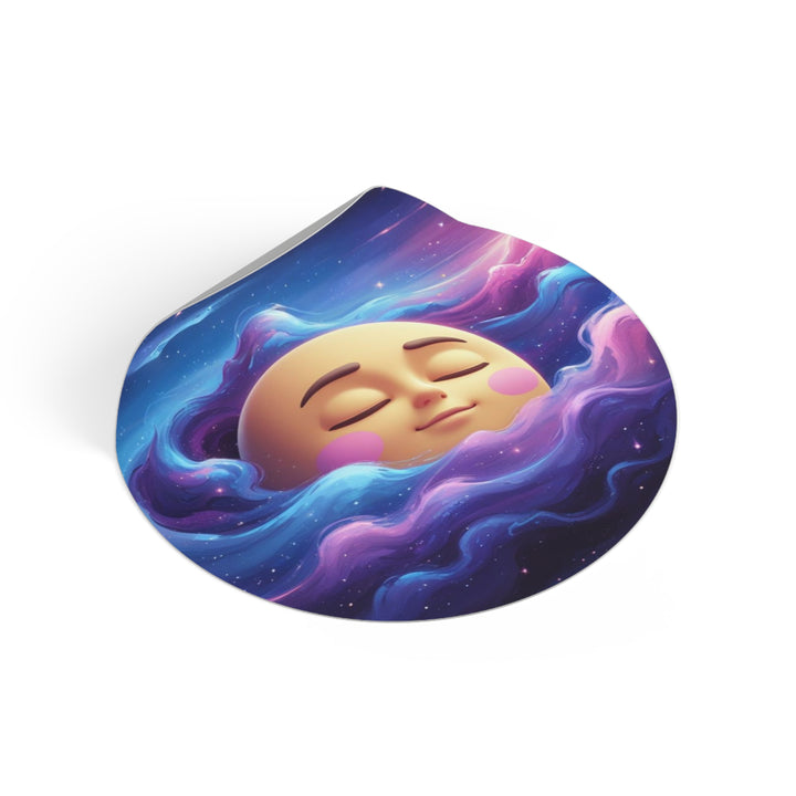 Custom Round Vinyl Sticker – Dreamy Galaxy Moon | Waterproof & Trendy