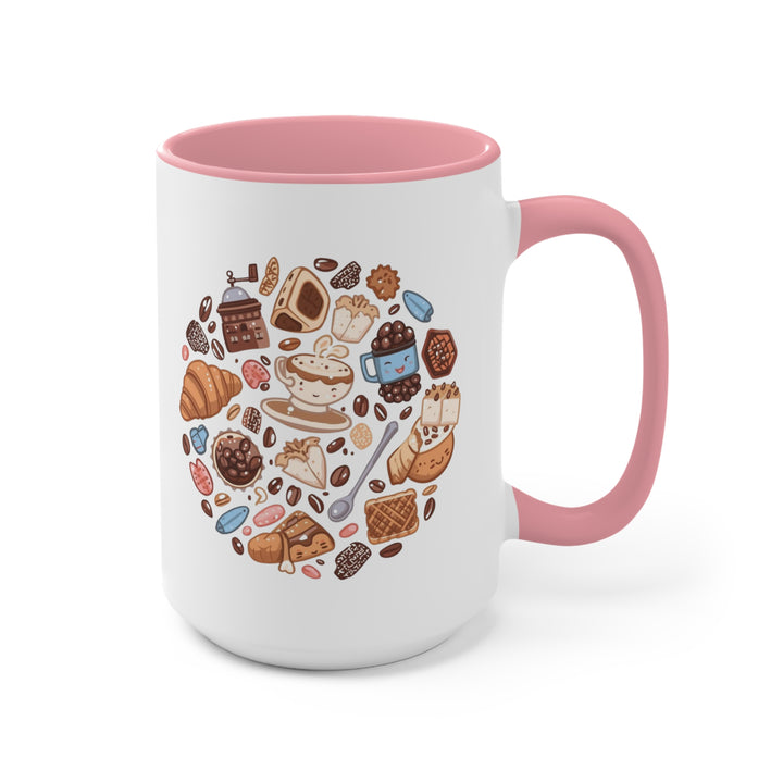 Whimsical Cafe Cartoon Accent Mug – Fun Custom Coffee & Dessert Design