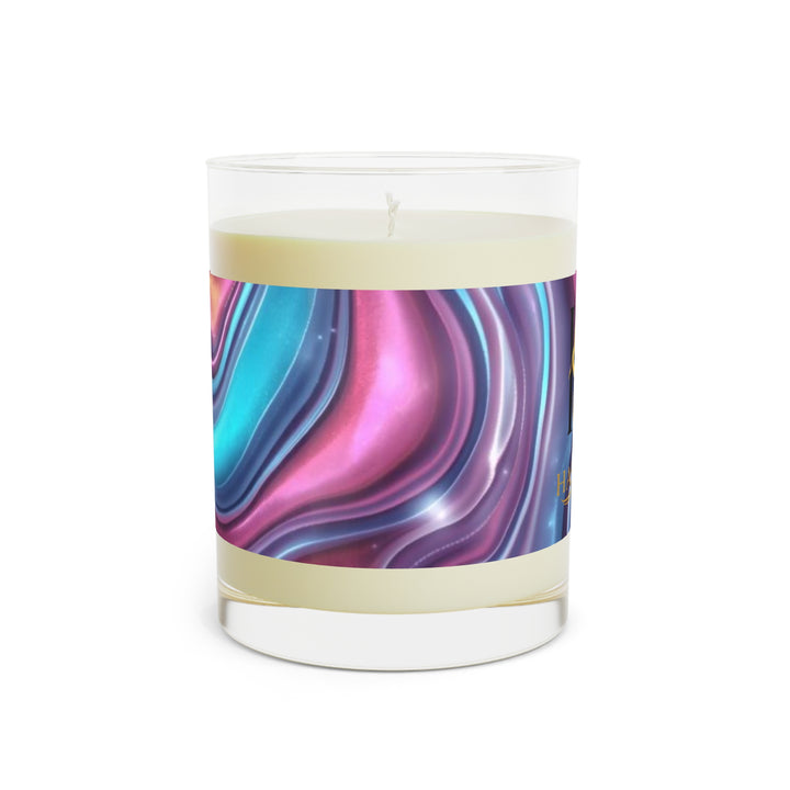 11oz Luxe Scented Candle – Iridescent Swirl Glass, Long Burn, Modern Decor