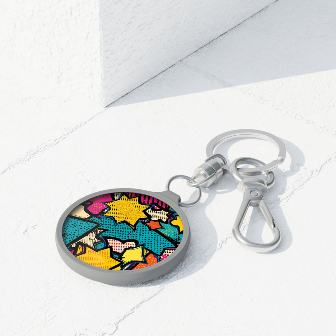 Pop Art Comic Keyring Tag – Custom Acrylic Bag & Key Accessory, Retro Chic