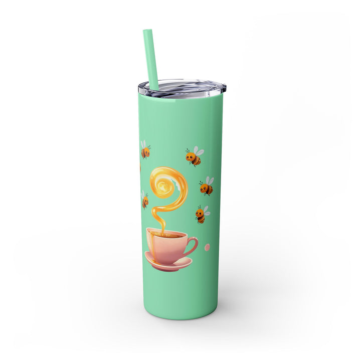 Pink Honeybee 20oz Skinny Tumbler with Straw – Cute Tea Cup Design