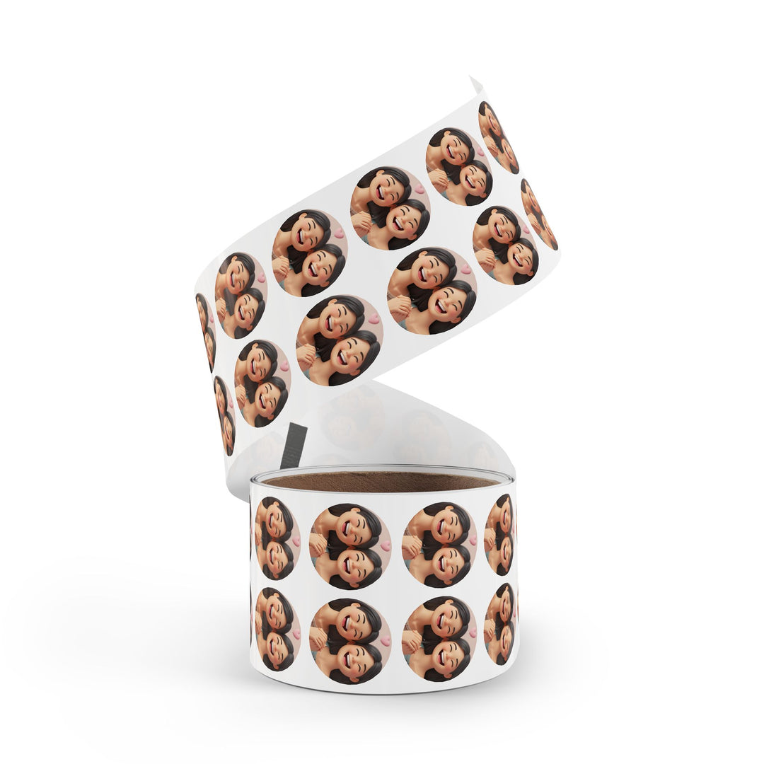 Joyful Friends 3D Cartoon Round Sticker Label Rolls – Durable & Stylish