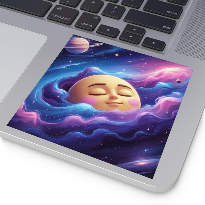 Galaxy Moon Square Sticker – Premium Weatherproof Vinyl, Cute Space Decor
