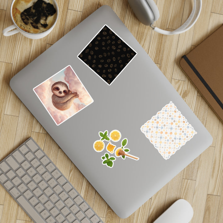 Trendy 5pc Sticker Sheet Bundle – Coffee, Cute Pastels, Sloth & More!