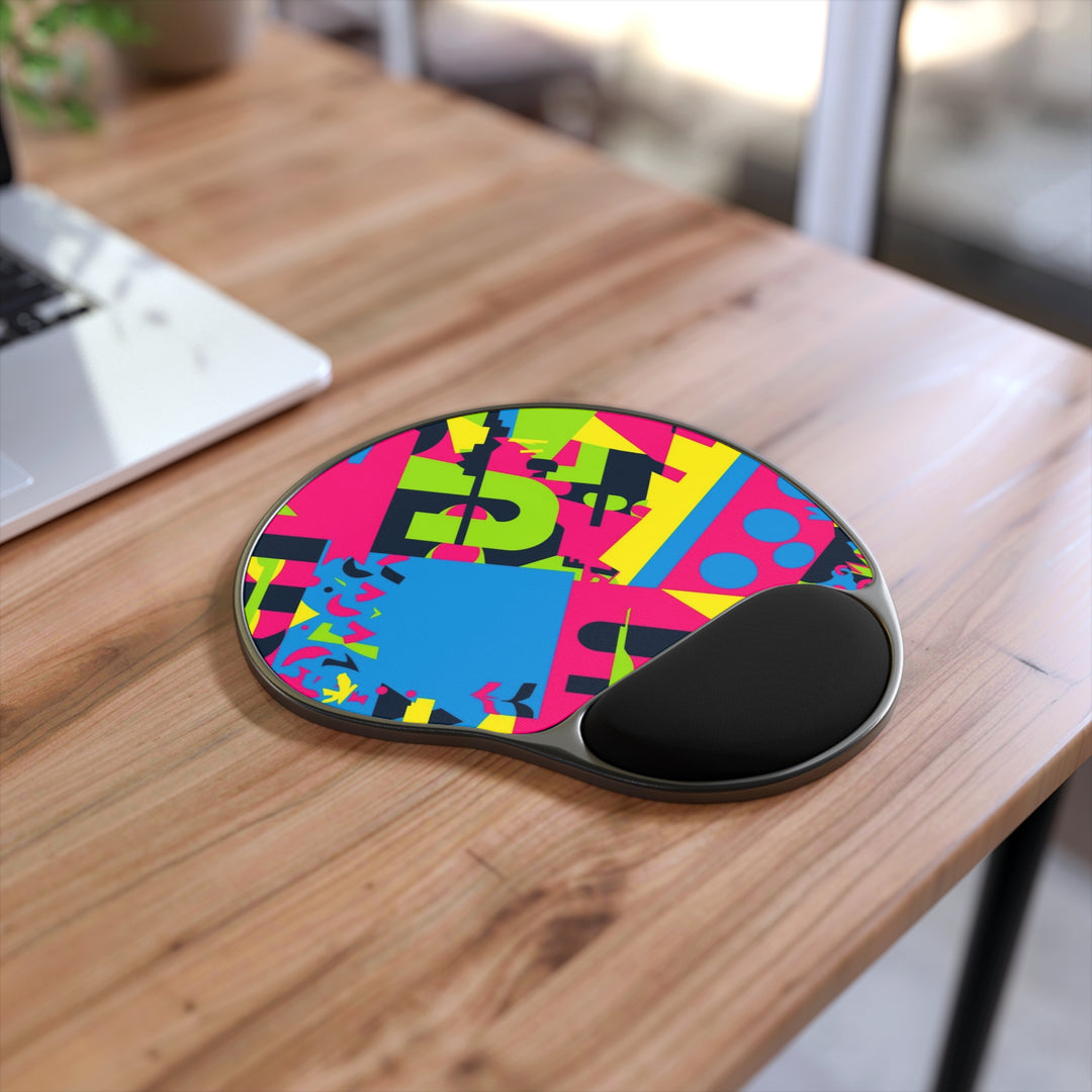 Ergonomic Memory Foam Mouse Pad—Bold Neon Abstract Wrist Rest, Trendy Design