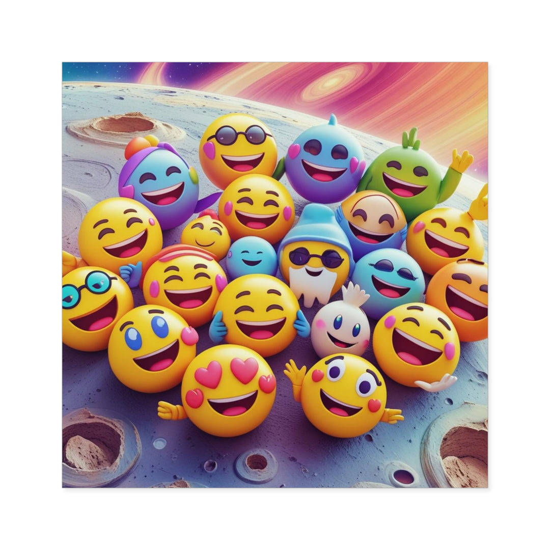 Vibrant Cosmic Emoji Laminate Square Sticker – Durable, Joyful & Trendy