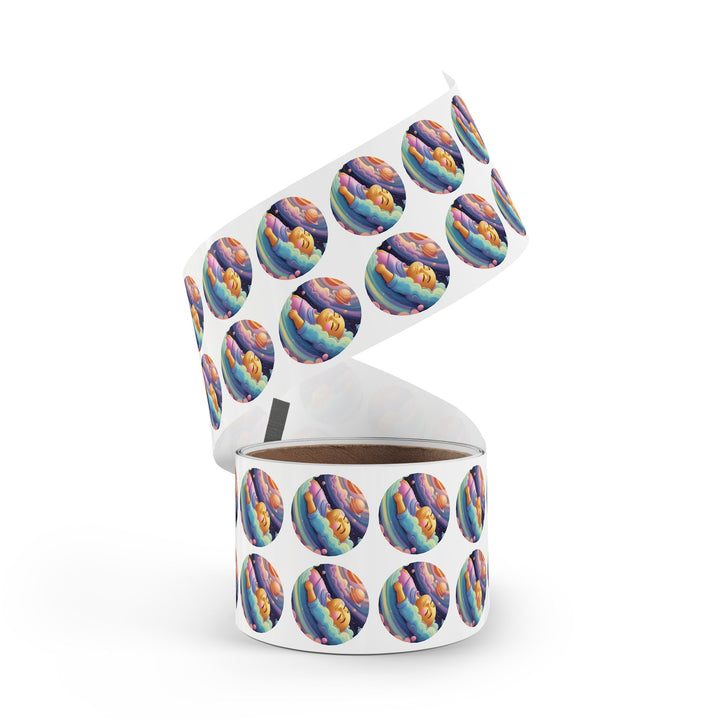 Cosmic Dream Round Sticker Rolls – Durable, Glossy, Pastel Galaxy Labels