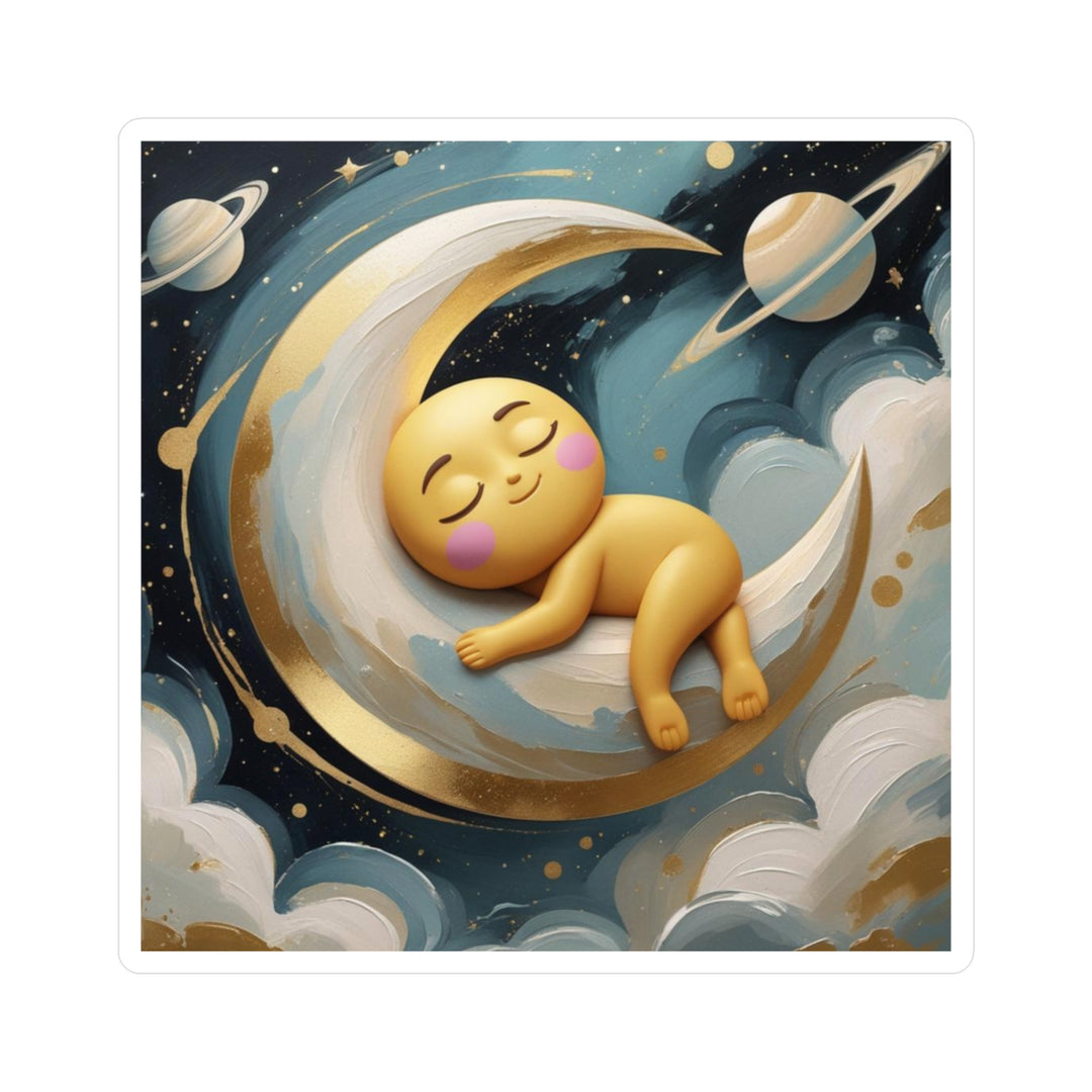 Whimsical Celestial Kiss-Cut Vinyl Sticker – Baby Moon & Stars, Matte Finish