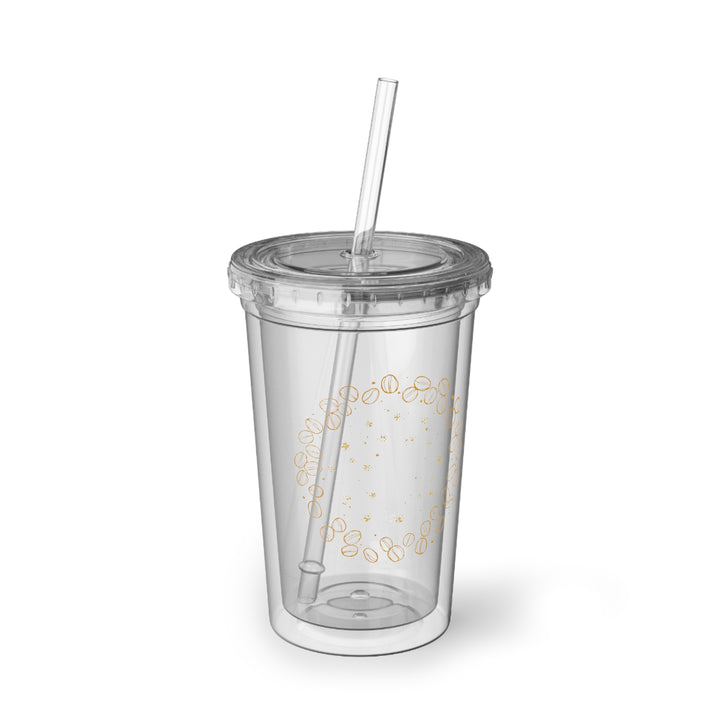 Suave Acrylic Cup – Coffee Bean Double-Wall Tumbler w/ Lid & Straw, 16oz
