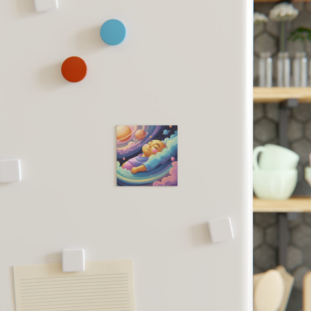 Personalized Square Magnet – Cosmic Baby Clouds Design, Custom Photo Gift