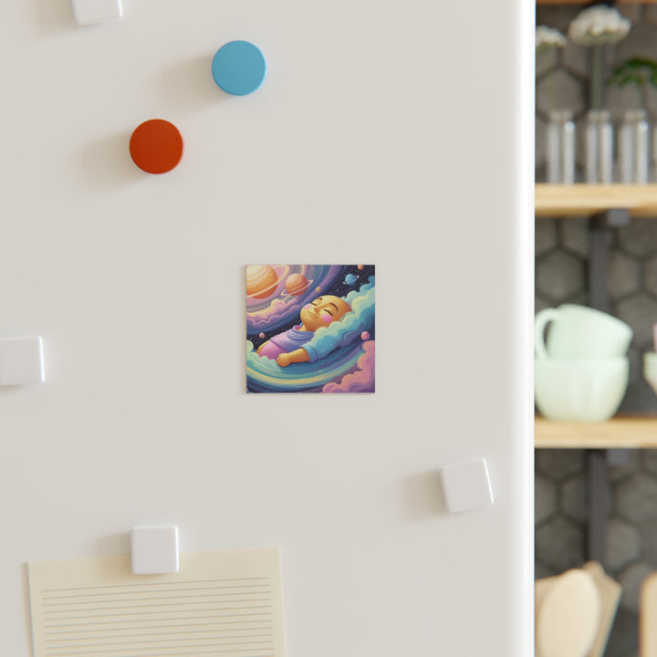 Personalized Square Magnet – Cosmic Baby Clouds Design, Custom Photo Gift