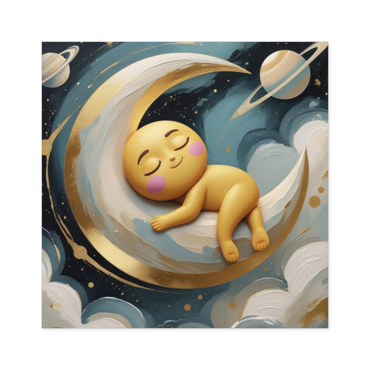Custom Square Sticker – Sleepy Moon Baby Design, Weatherproof, Removable