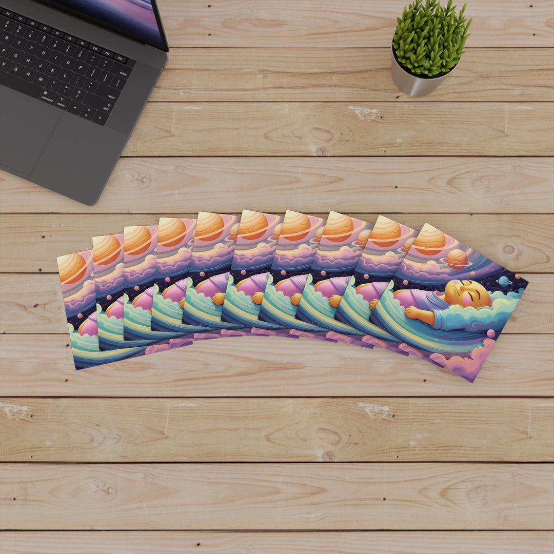Cosmic Dreams Laminate Square Sticker – Baby Galaxy Art, Durable Vinyl