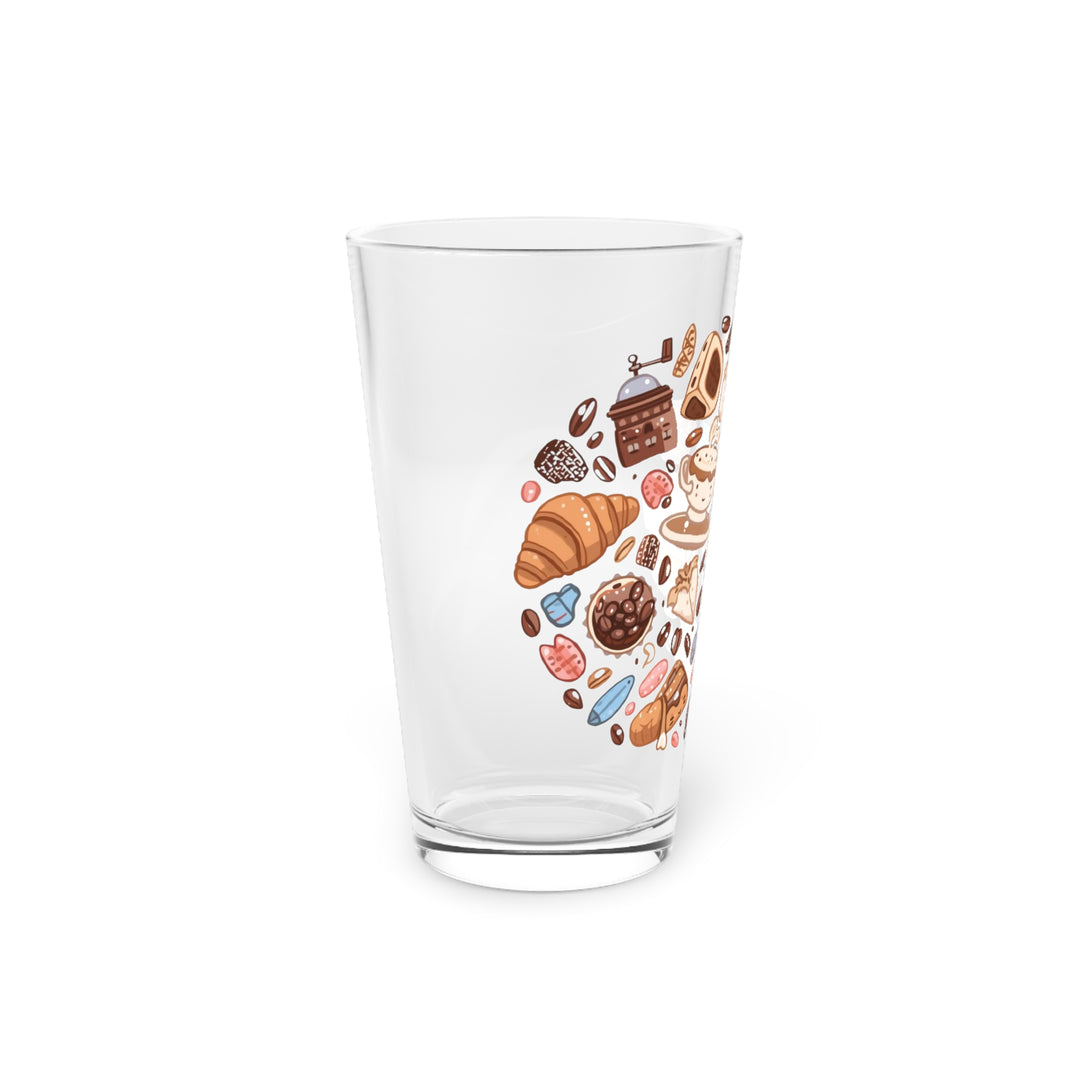 Custom 16oz Pint Glass – Playful Café Cartoon Design, Personalized Gift