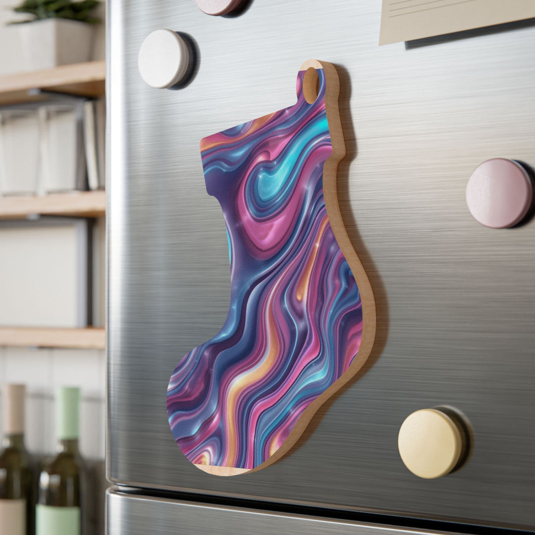 Handcrafted Wooden Ornaments – Abstract Swirl, Modern, Magnetic, Gift-Ready