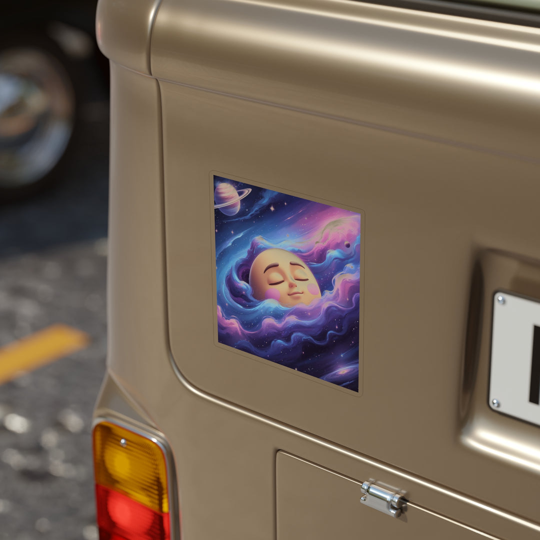 Whimsical Galaxy Moon Transparent Outdoor Sticker – Die-Cut, Waterproof, 1pc
