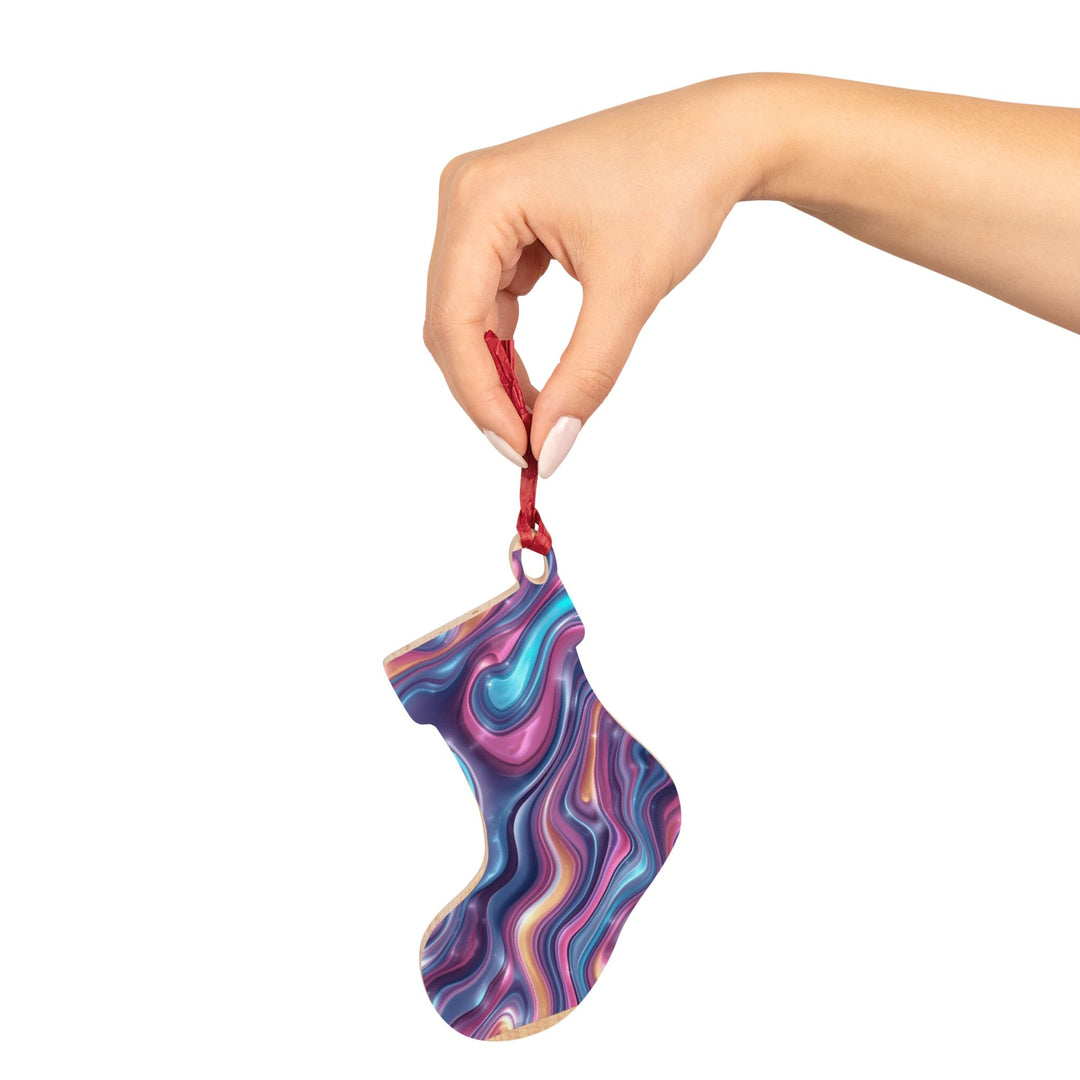 Handcrafted Wooden Ornaments – Abstract Swirl, Modern, Magnetic, Gift-Ready