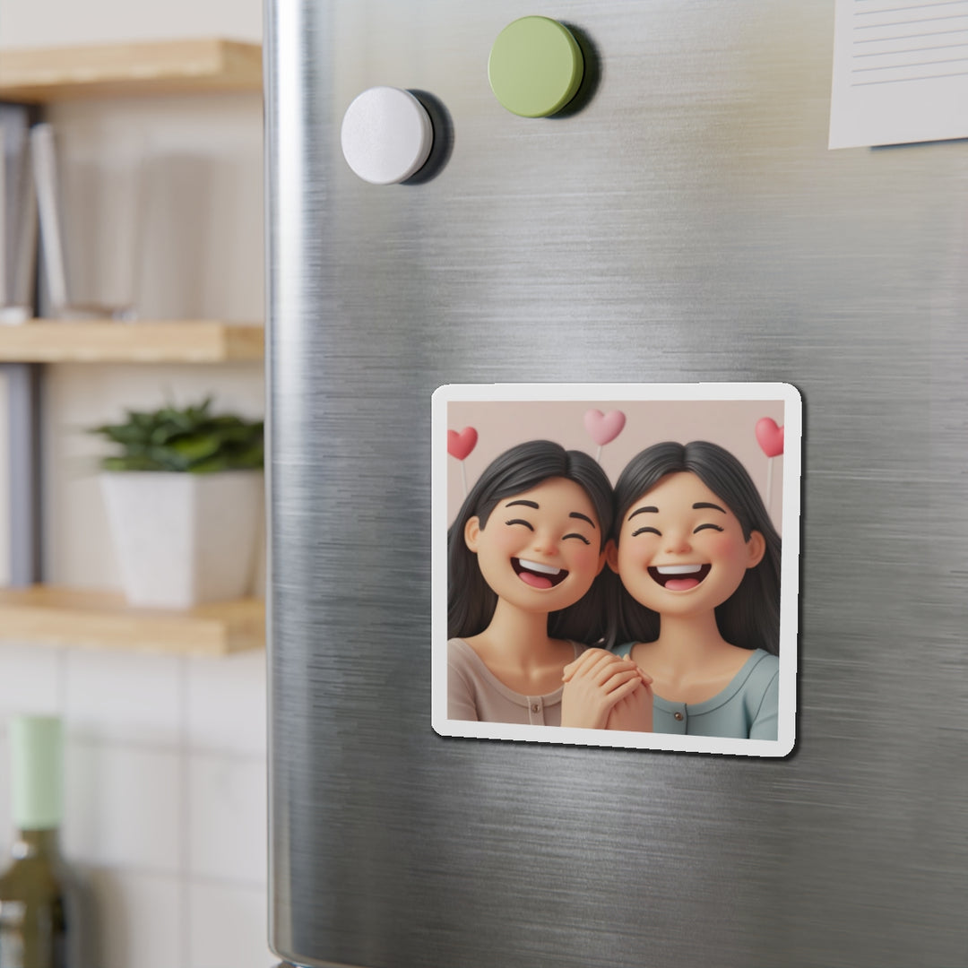 Custom Die-Cut Magnet – 3D Cartoon Besties, Cute Friendship Decor Gift