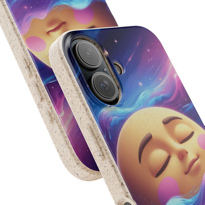 Dreamy Galaxy Biodegradable Phone Case – Eco-Friendly, Cute Moon Design