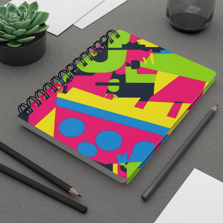Bold Neon Geometric Spiral Journal – Customizable, Durable, Trendy Notebook