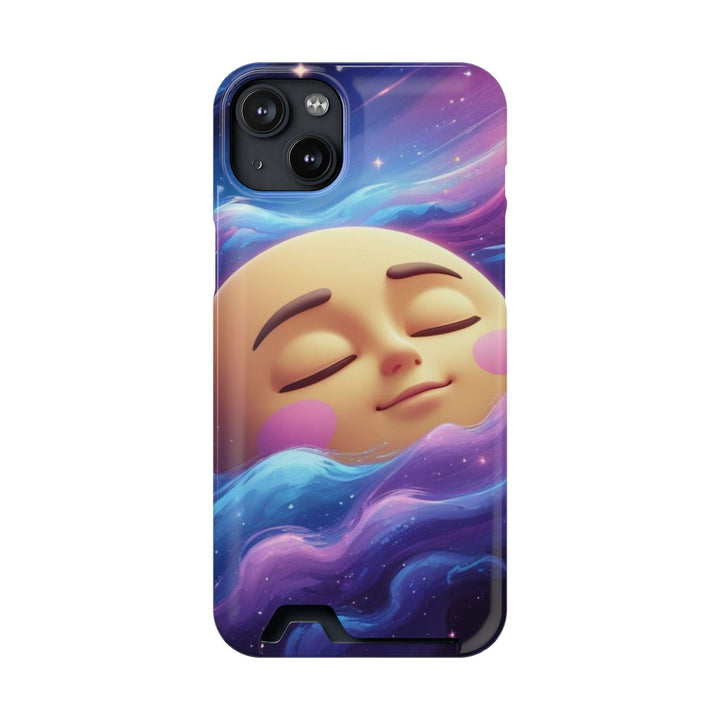 Galaxy Moon Phone Case With Card Holder – Cute Celestial Wallet Case