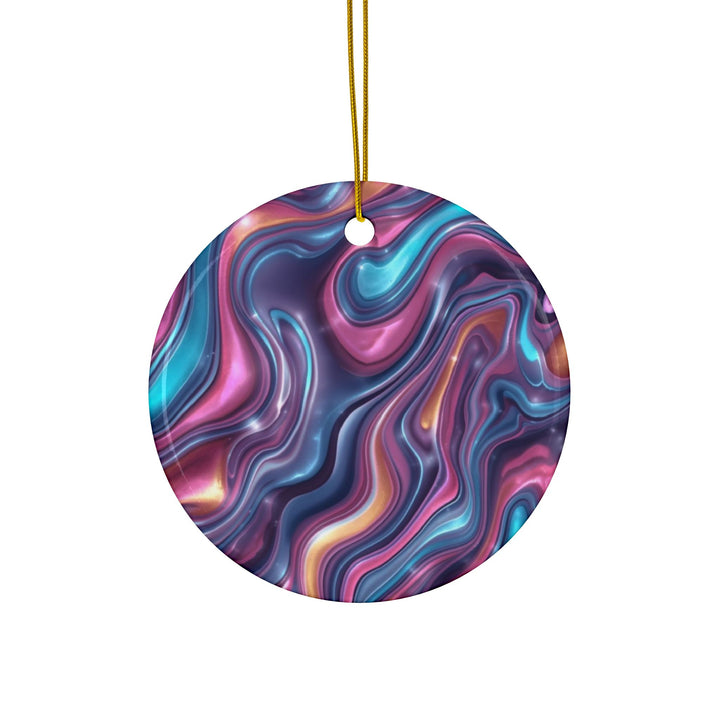 Custom Double-Sided Ceramic Ornaments – Iridescent Swirl Modern Decor