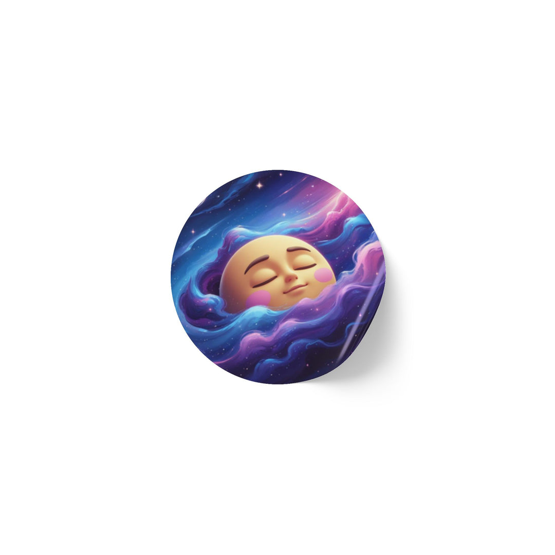 Galaxy Moon Round Sticker Label Rolls – Durable BOPP, Cute Space Design